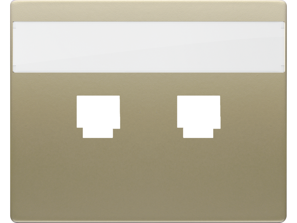 Mega, tapa con portaetiquetas para 2 conectores rj dorado malta