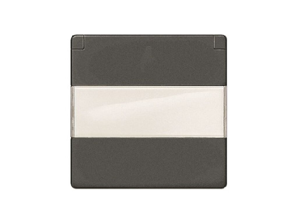 Miro, tapa abatible Schuko, proteccion seguridad, etiqueta, carbon