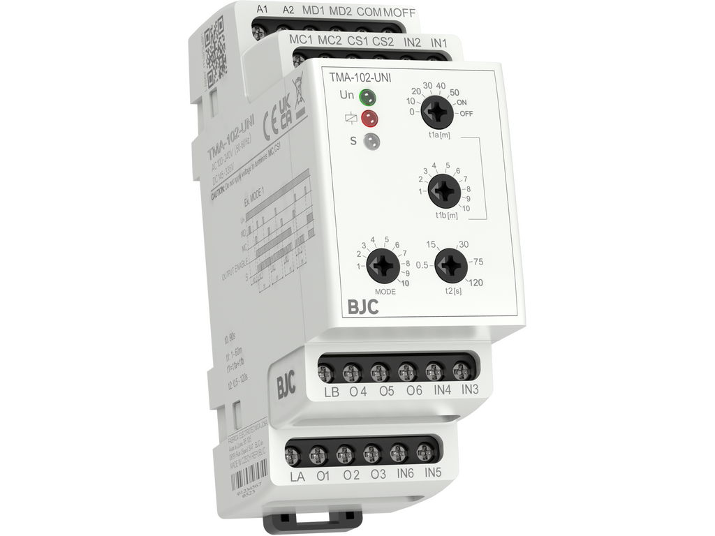 relé ahorro de energía, entrada pulsador, uni