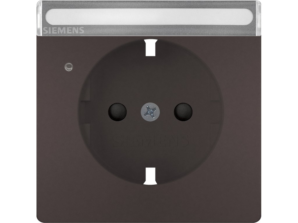 Style, tapa Schuko proteccion de seguridad, etiqueta indicador de servicio, Chocolate