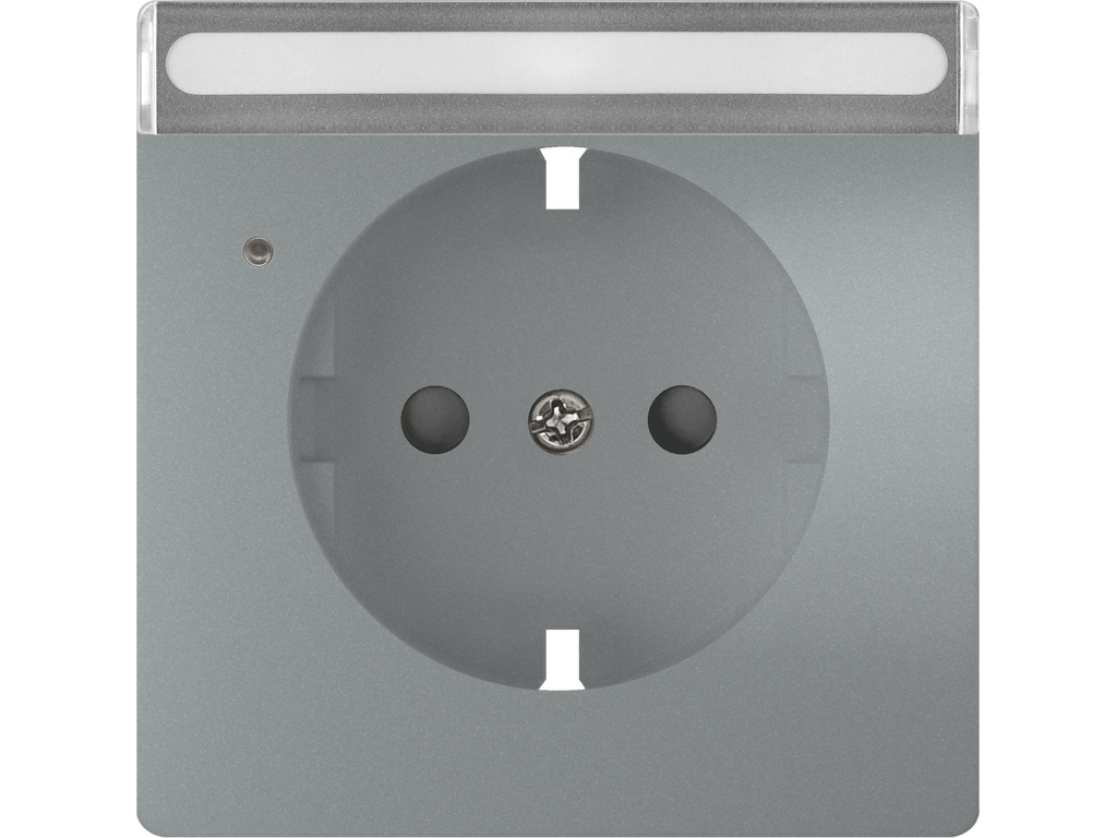 Style, tapa Schuko proteccion de seguridad, etiqueta indicador de servicio, Platino Metalizado
