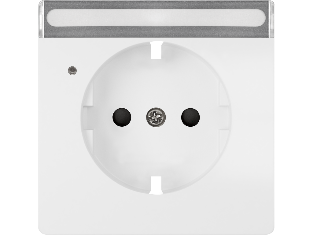 Style, tapa Schuko proteccion de seguridad, etiqueta indicador de servicio, Blanco Mate