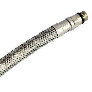 STAINLESS STEEL BRAIDED FLEXIBLE CONNECTOR FOR SANITARY INSTALLATION F 3/8" - M 10 x 1 - L17