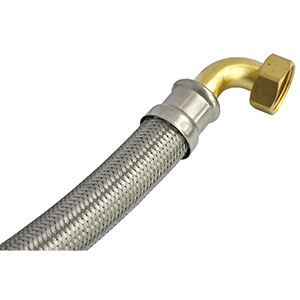 STAINLESS STEEL BRAIDED FLEXIBLE CONNECTOR FOR WATER METER AND PRESSURE METER M 1" - F 1" ELBOW