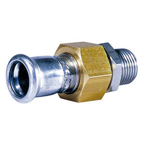 RACOR TRES PIEZAS ROSCA MACHO - PRESS FITTING ACERO CARBONO