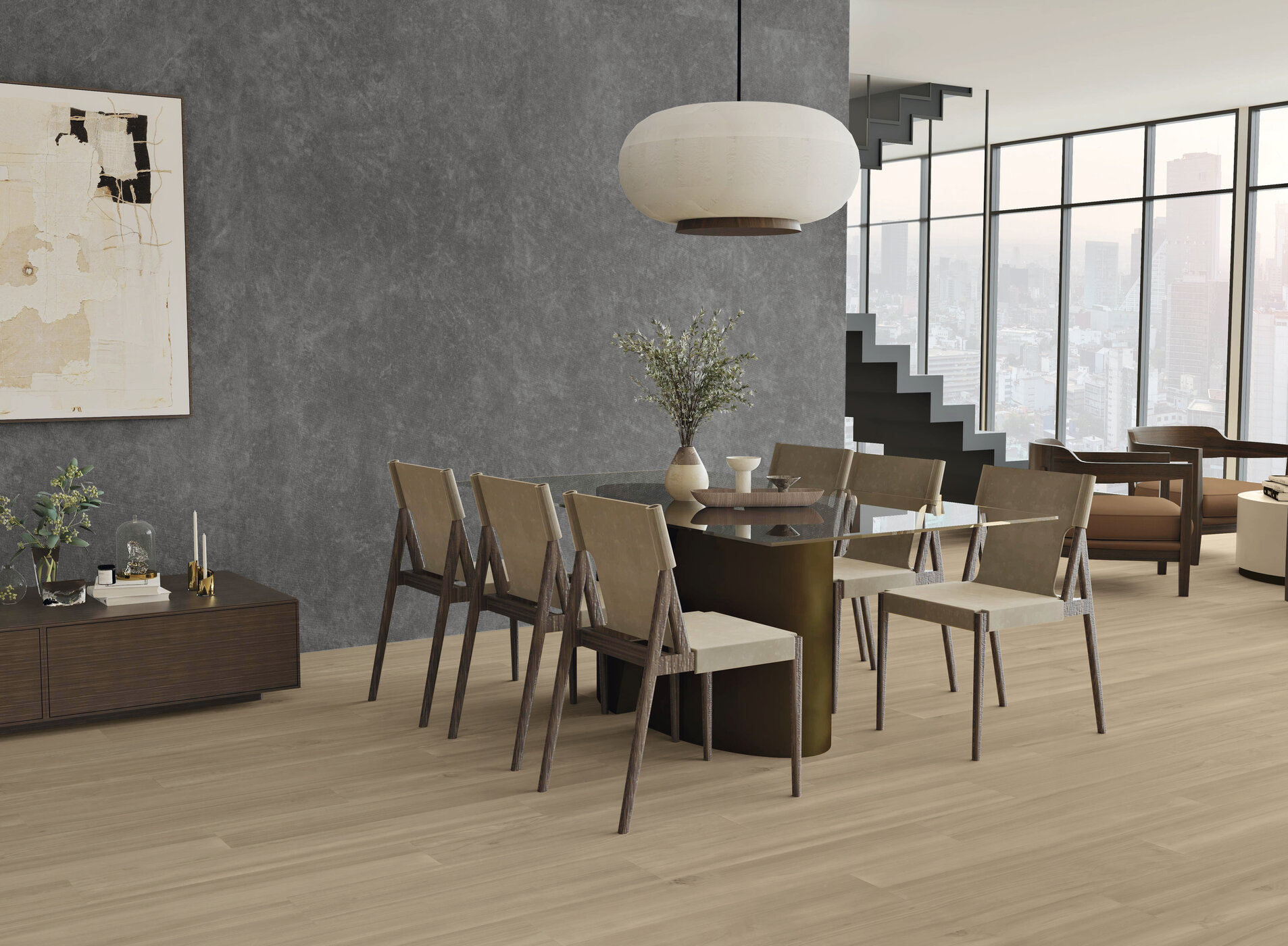 Toga Black 120x280cm. Nordikwood Cedro 20x120cm.