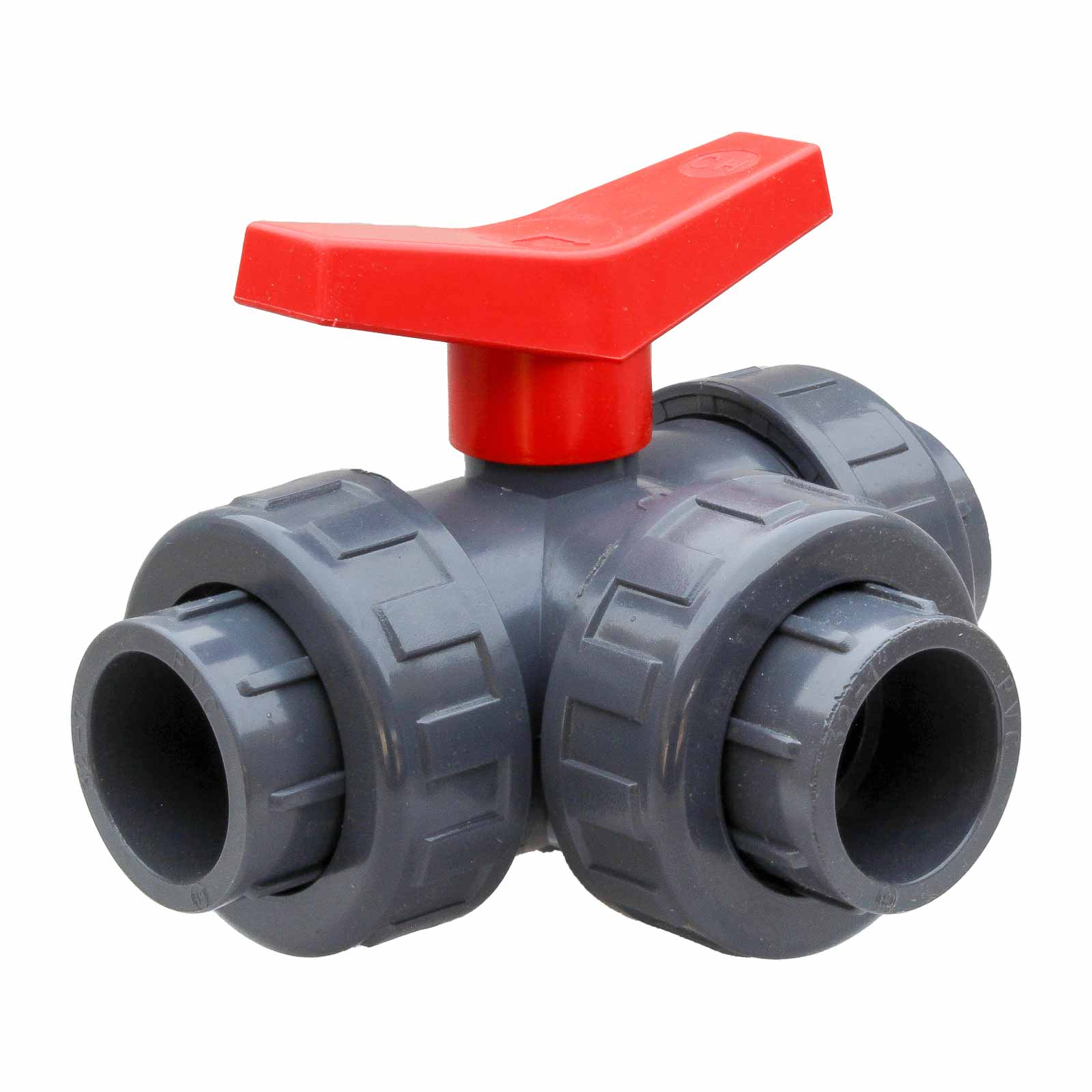 PVC Three Way Ball Valve Socket Ends 