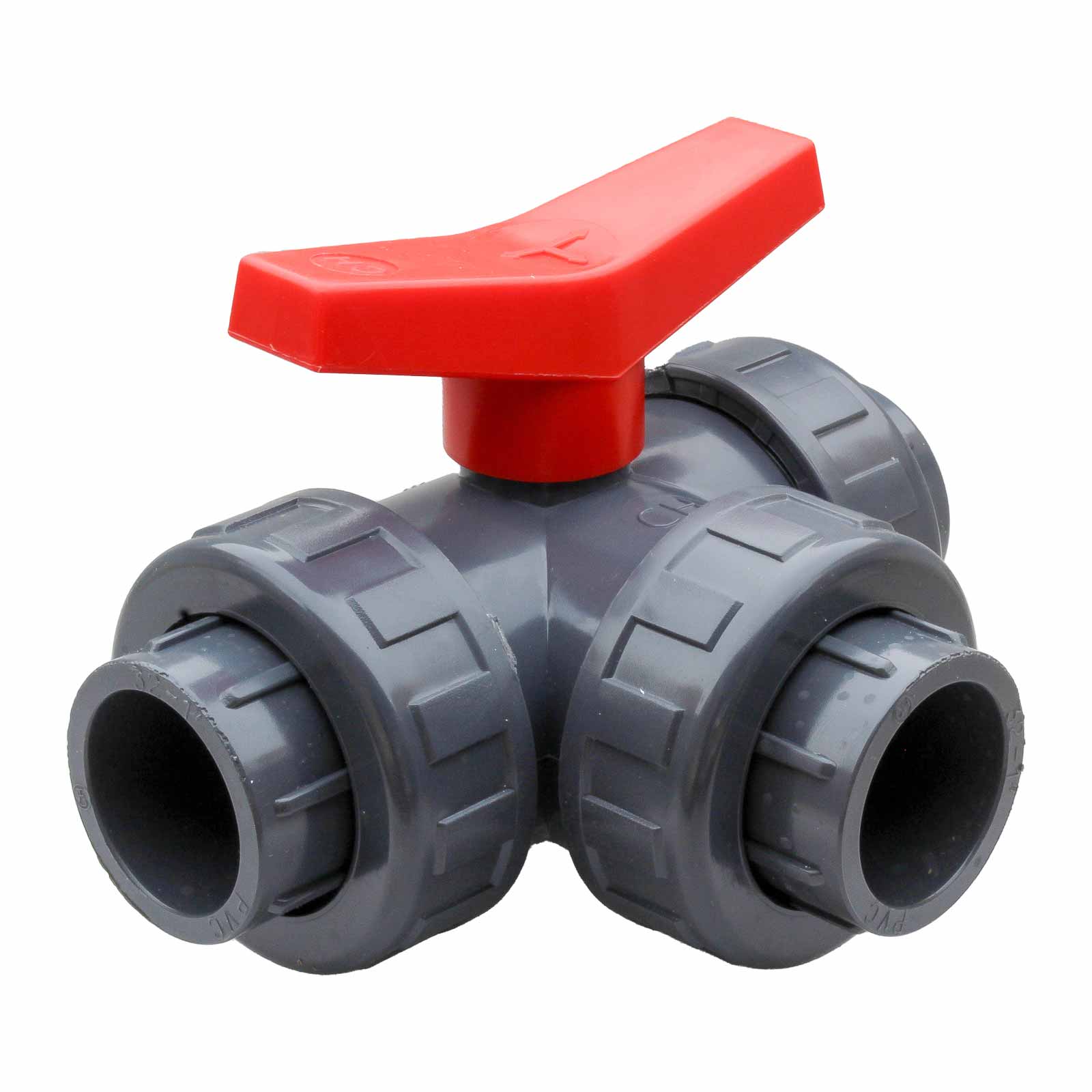 PVC Three Way Ball Valve Socket Ends 