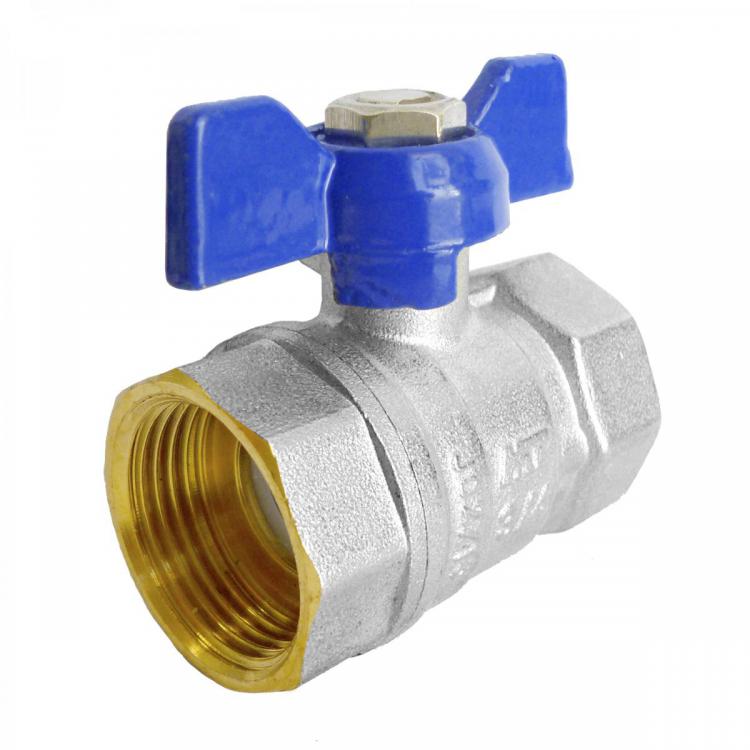 F-F Ball Valve PN-25 with Blue Butterfly Handle 1/2"