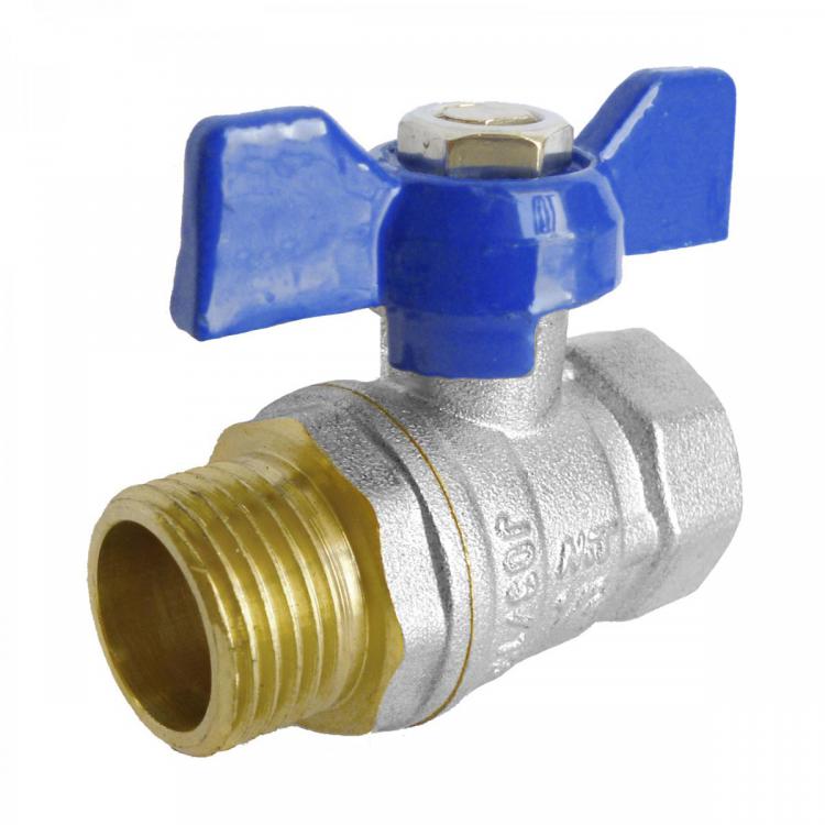 M-F Ball Valve PN-25 with Blue Butterfly Handle 3/4"