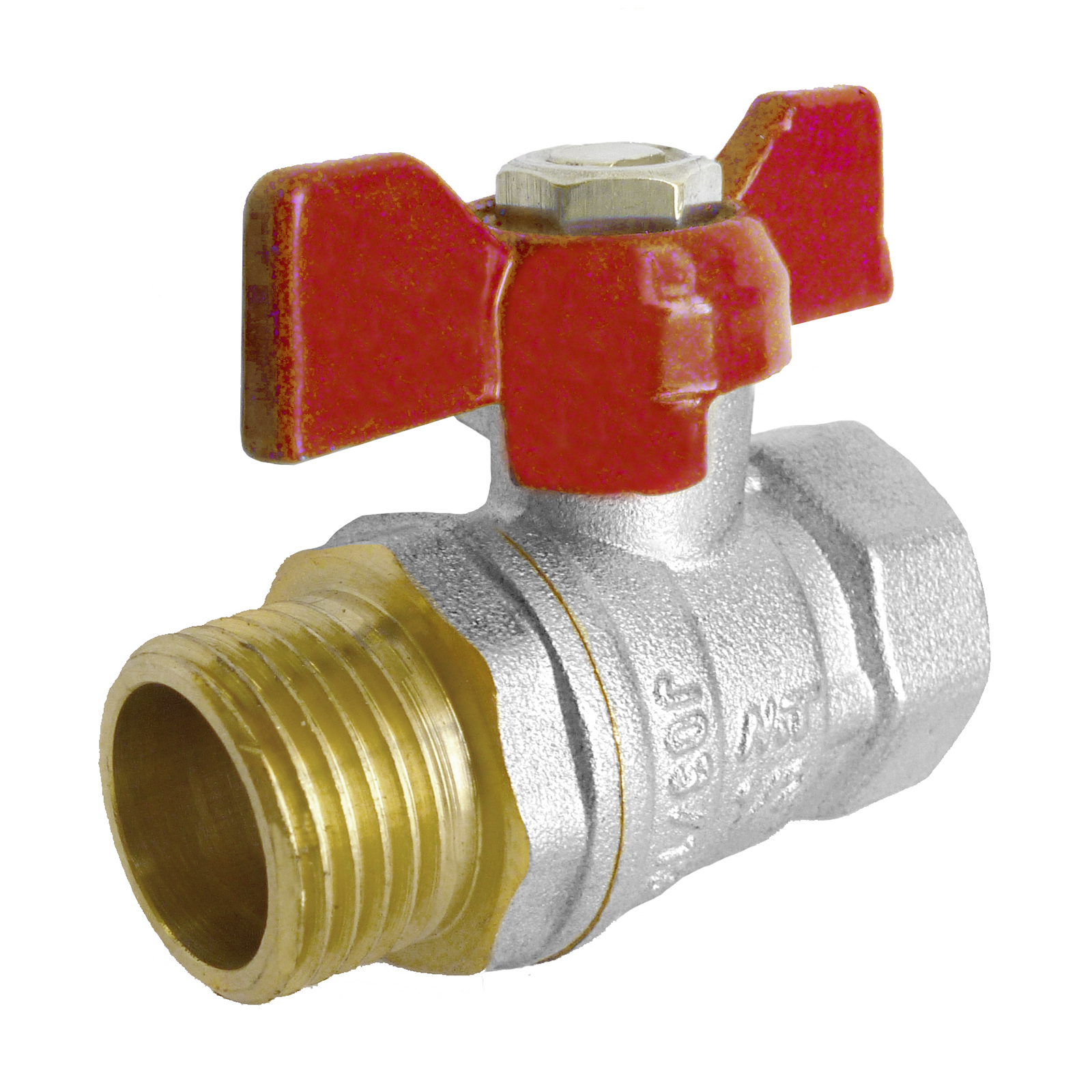 M-F Ball Valve PN-25 with Red Butterfly Handle 3/4"
