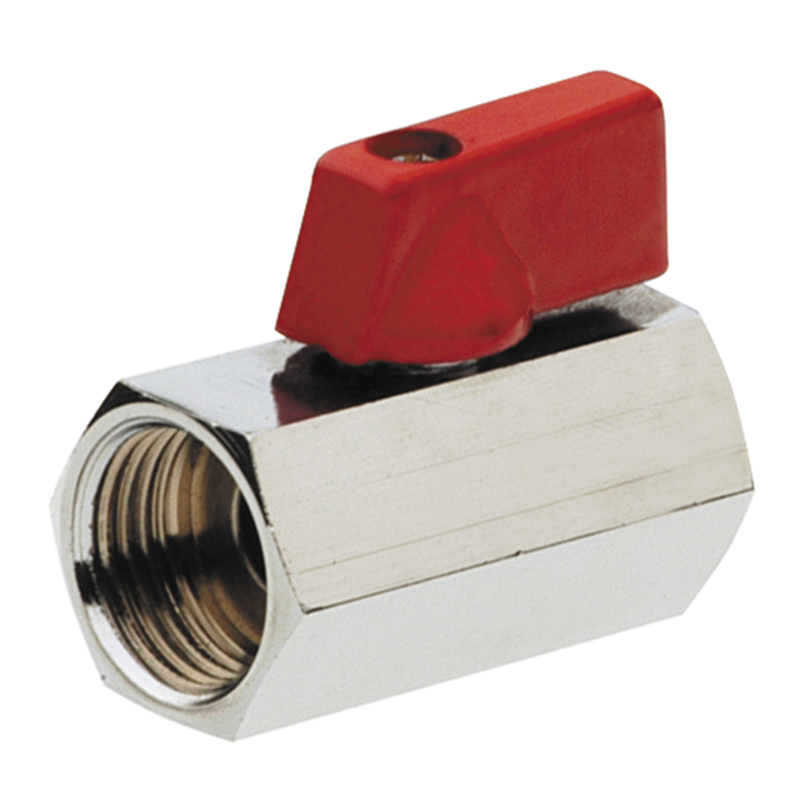 F-F PN16 Brass Mini Ball Valve With Metal Handle Color Red