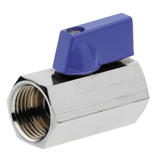F-F PN16 Brass Mini Ball Valve With Metal Handle Color Blue