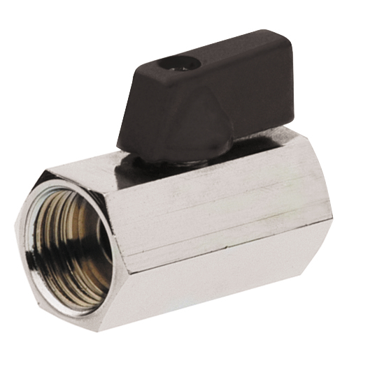 F-F PN16 Brass Mini Ball Valve With Metal Handle Color Black