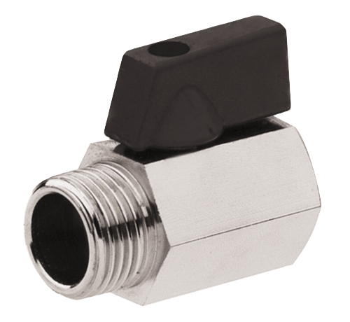 M-F PN16 Brass Mini Ball Valve With Metal Handle Color Black
