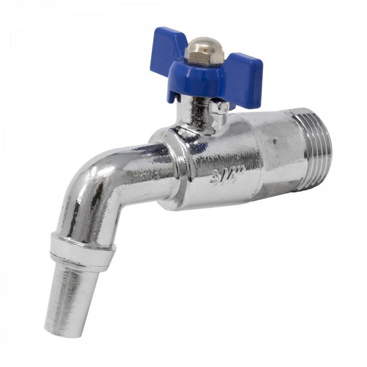 Brass Barrell Ball Valve PN16 With Butterfly Blue Handle