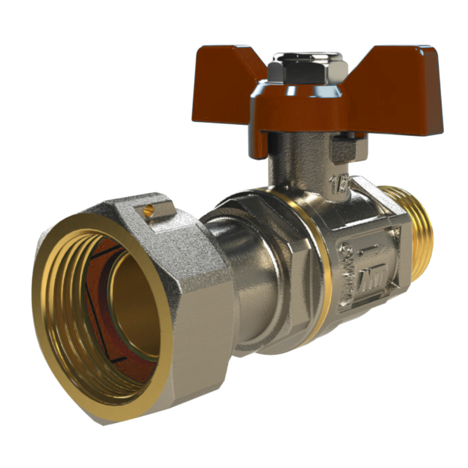 M-F Ball Valve PN30 3/4"-TL 3/4" with Red Butterfly