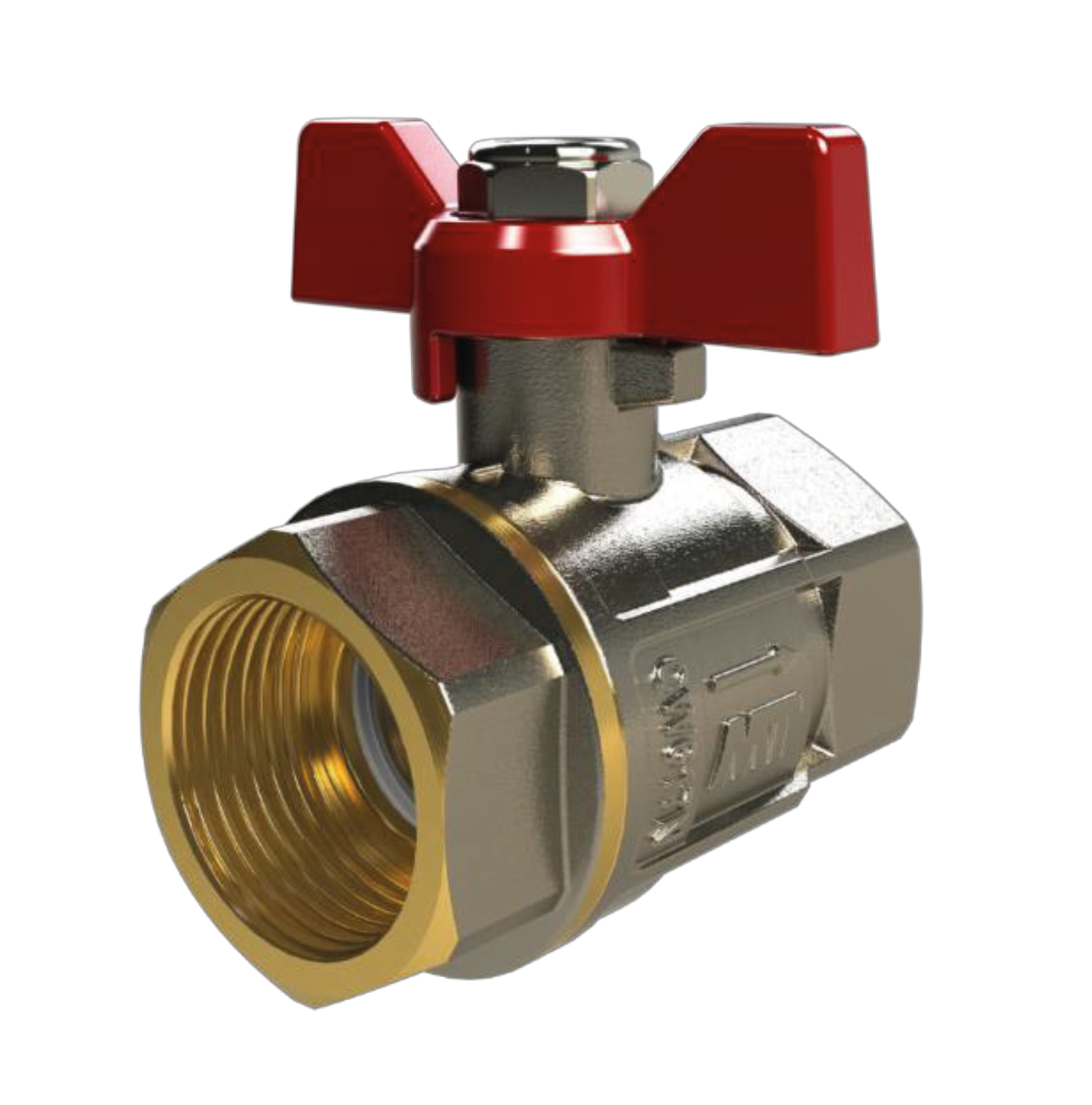 Check Ball Valve PN16 F-F Red Butterfly Handle 1/2"