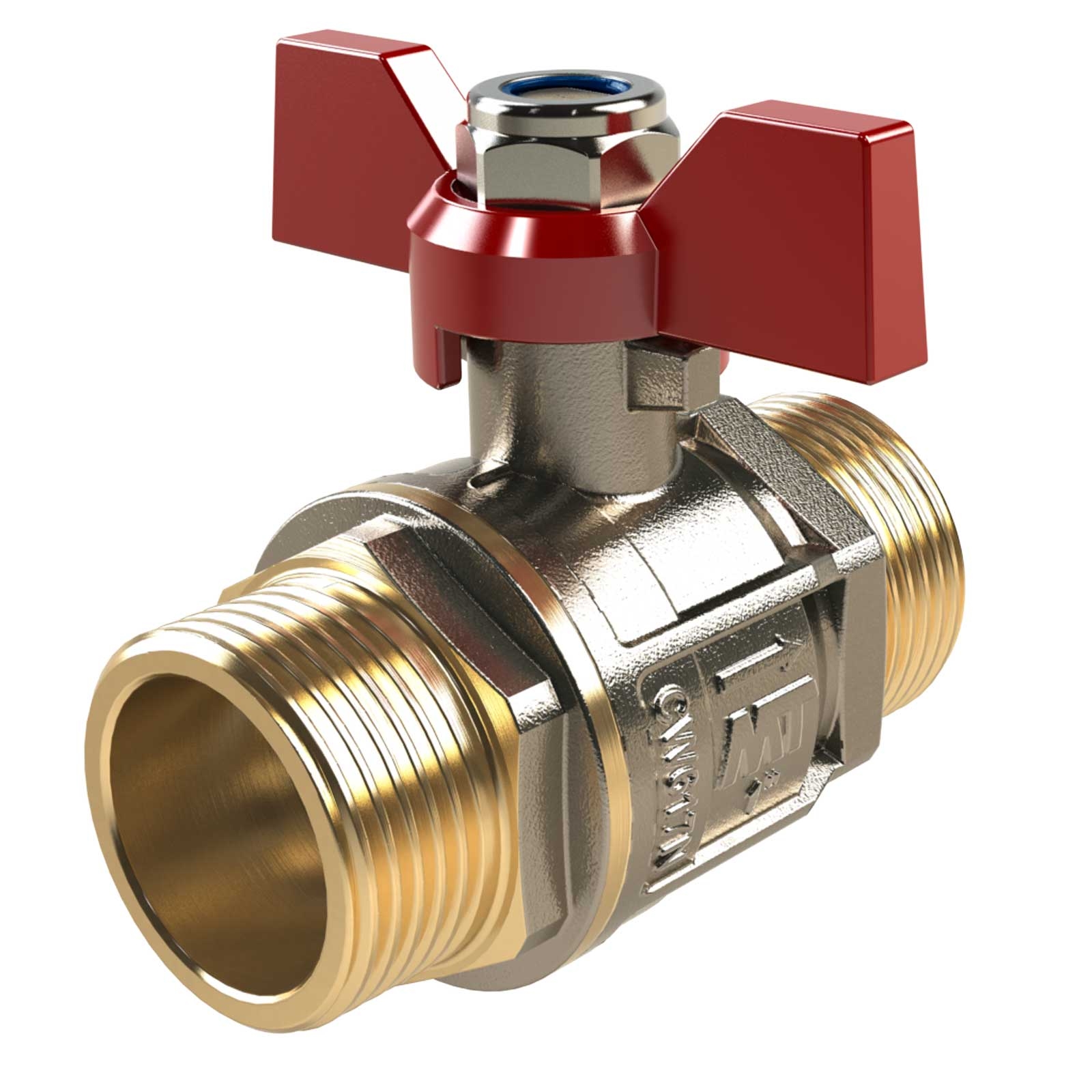 PN30 M-M Ball Valve With Butterfly Handle Color Red