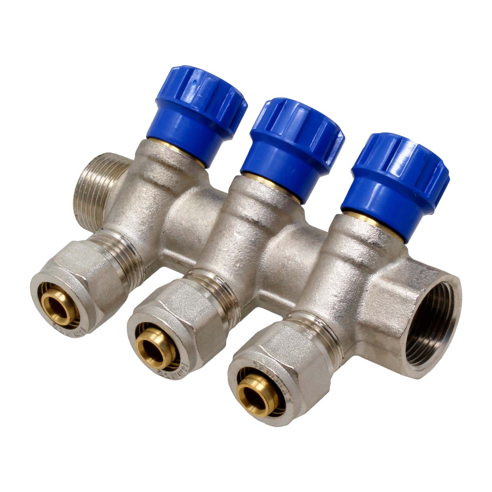 Brass Manifold M/F Nickel With Multilayer Compression Valves