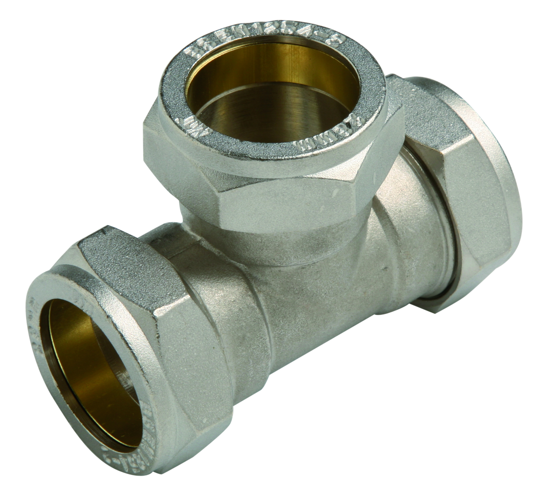 Reducing Tee Nickel-Plated Brass Compression
