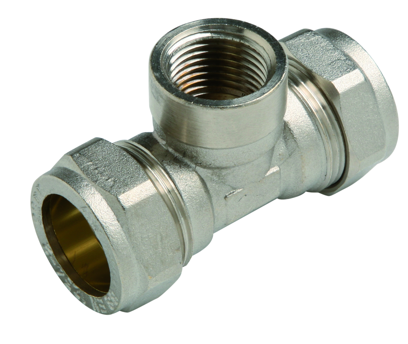 Female Tee Nickel-Plated Brass Compression