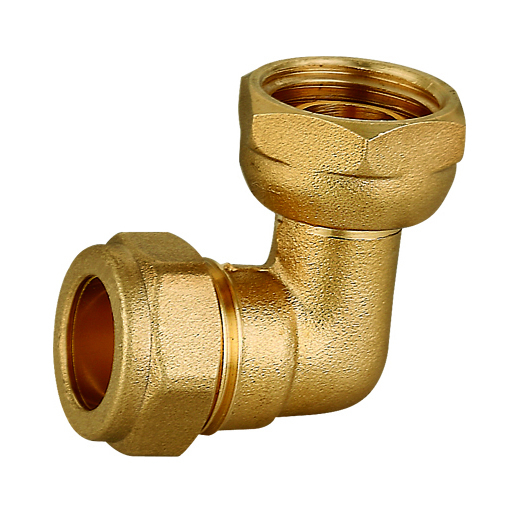 90° Female Elbow With Loose Nut Brass Compression