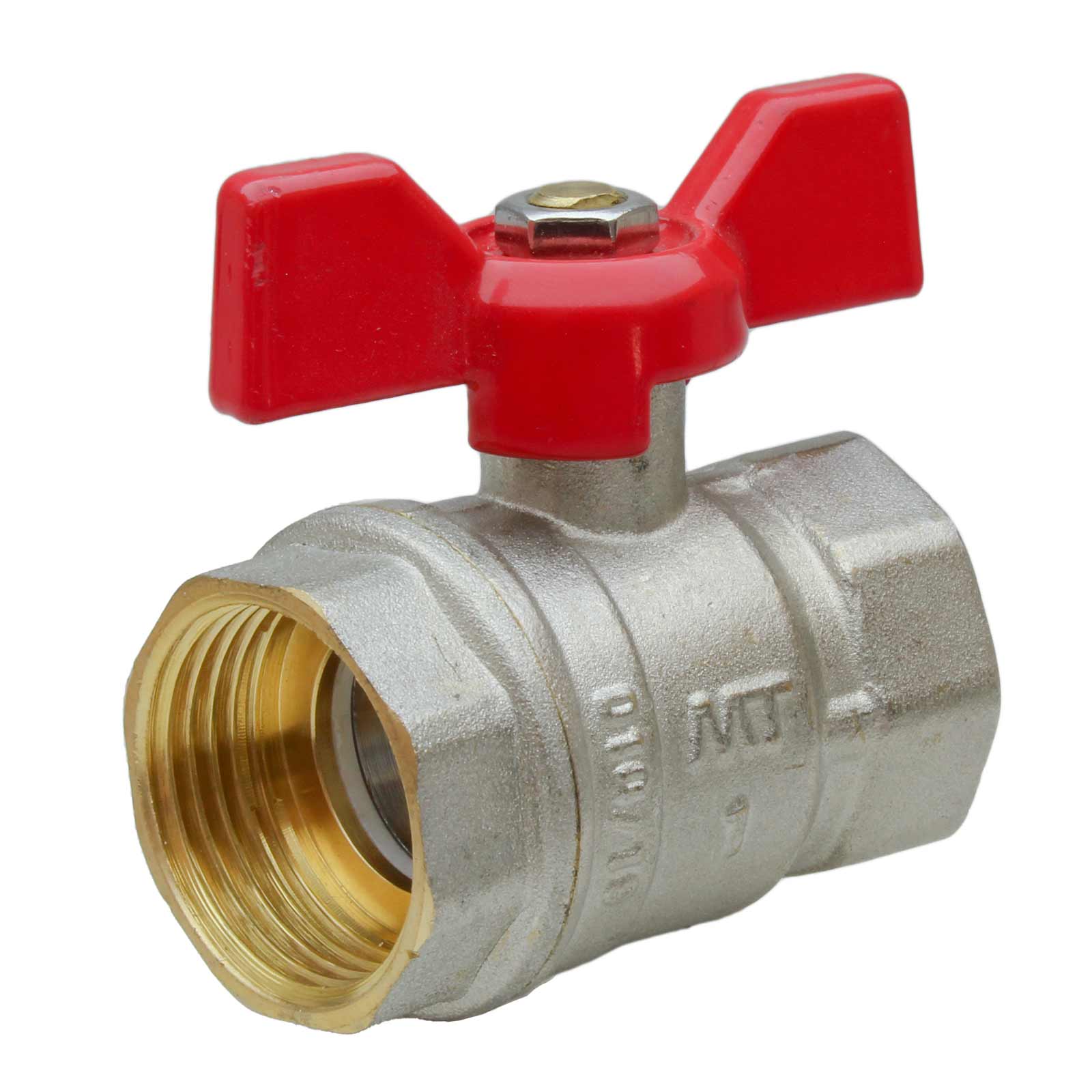 F-F Ball Valve PN-25 with Red Butterfly Handle 1/2"