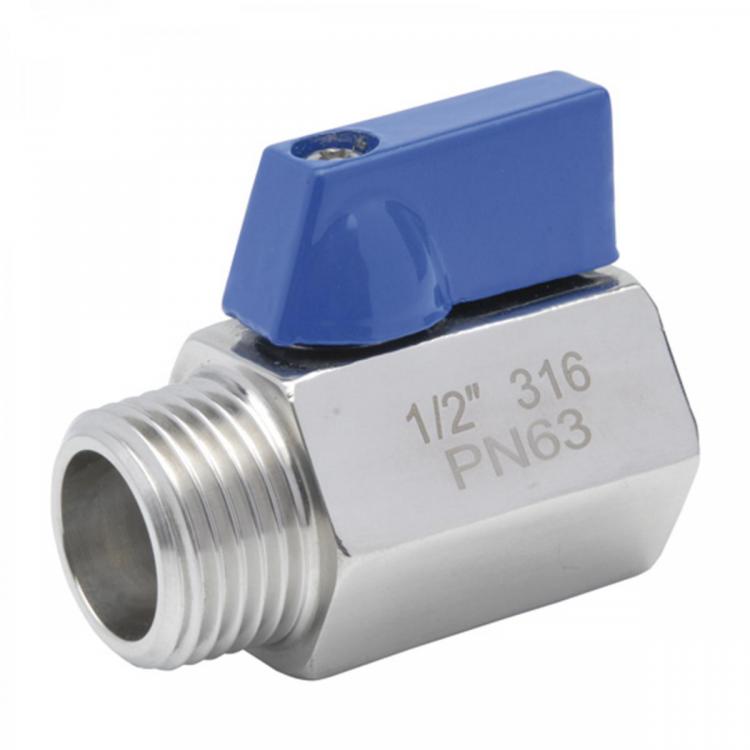 M-F Mini Ball Valve Stainless Steel PN-63 Handle Color Blue