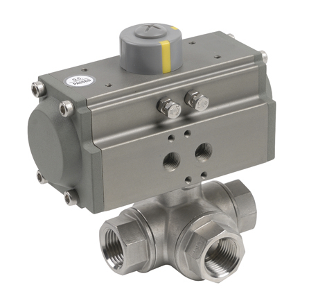 Three Way Ball Valve T-Type Full Bore Iso Mounting Pad With 