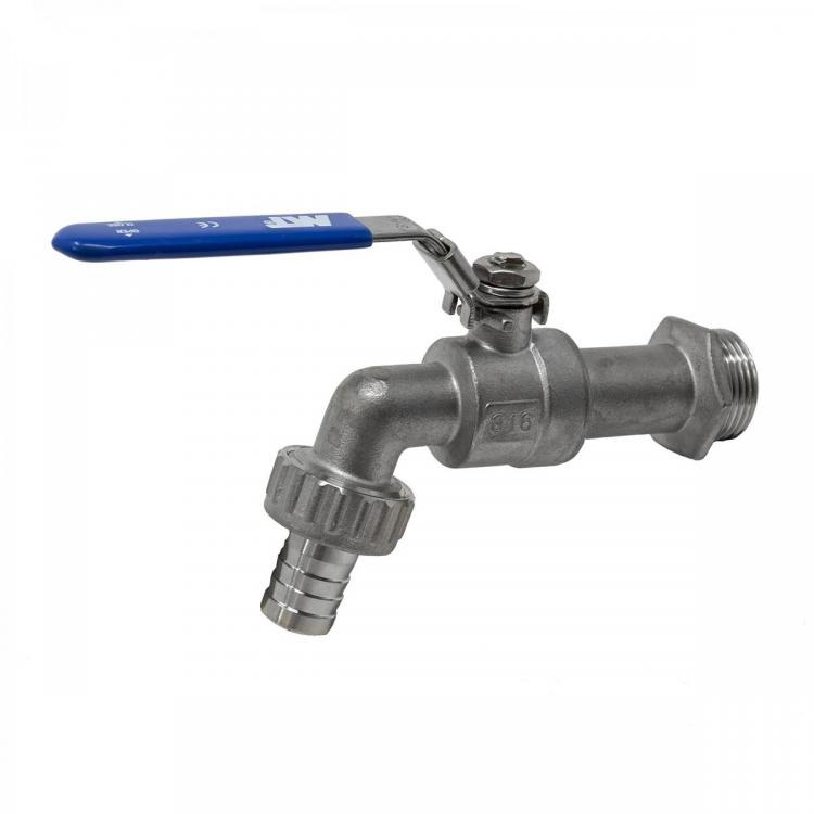 Stainless Steel Garden Bibcock PN16 Hose Connector Blue Hand