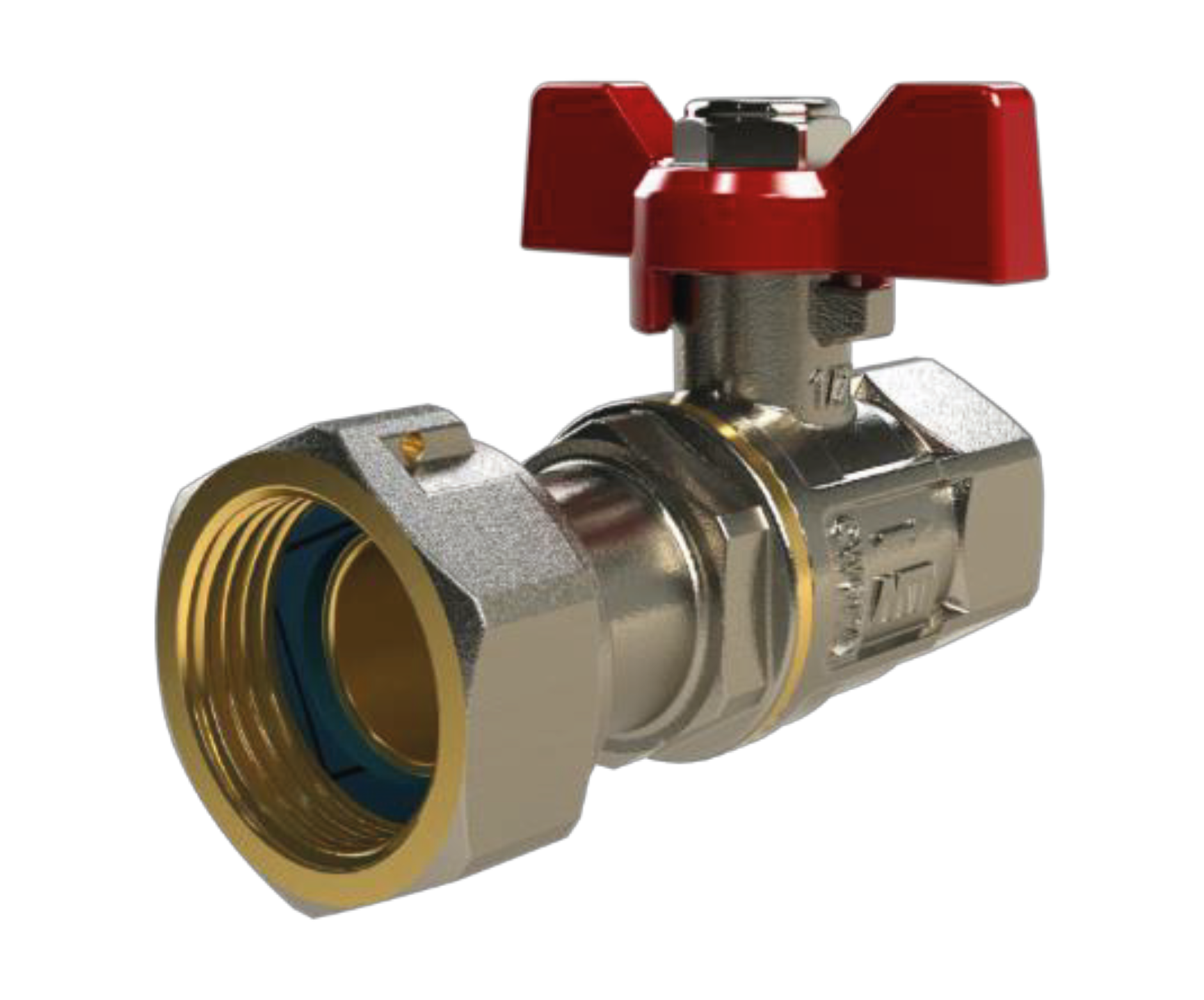 Check Ball Valve PN16 F-F Red Butterfly Handle 3/4" X LN3/4"