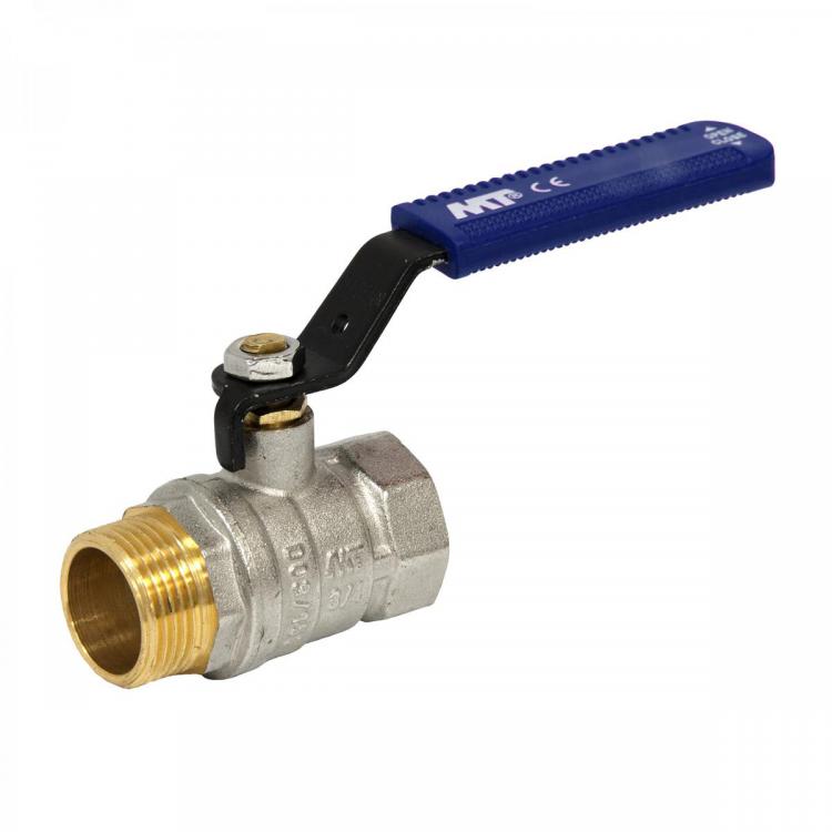 M-F Brass Ball Valve PN-25 Blue Ergonomic Carbon Steel Handl