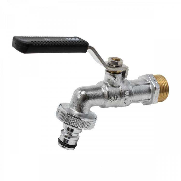 Brass Ball Bibcosk Garden PN-16 Stainless Steel Black Handle