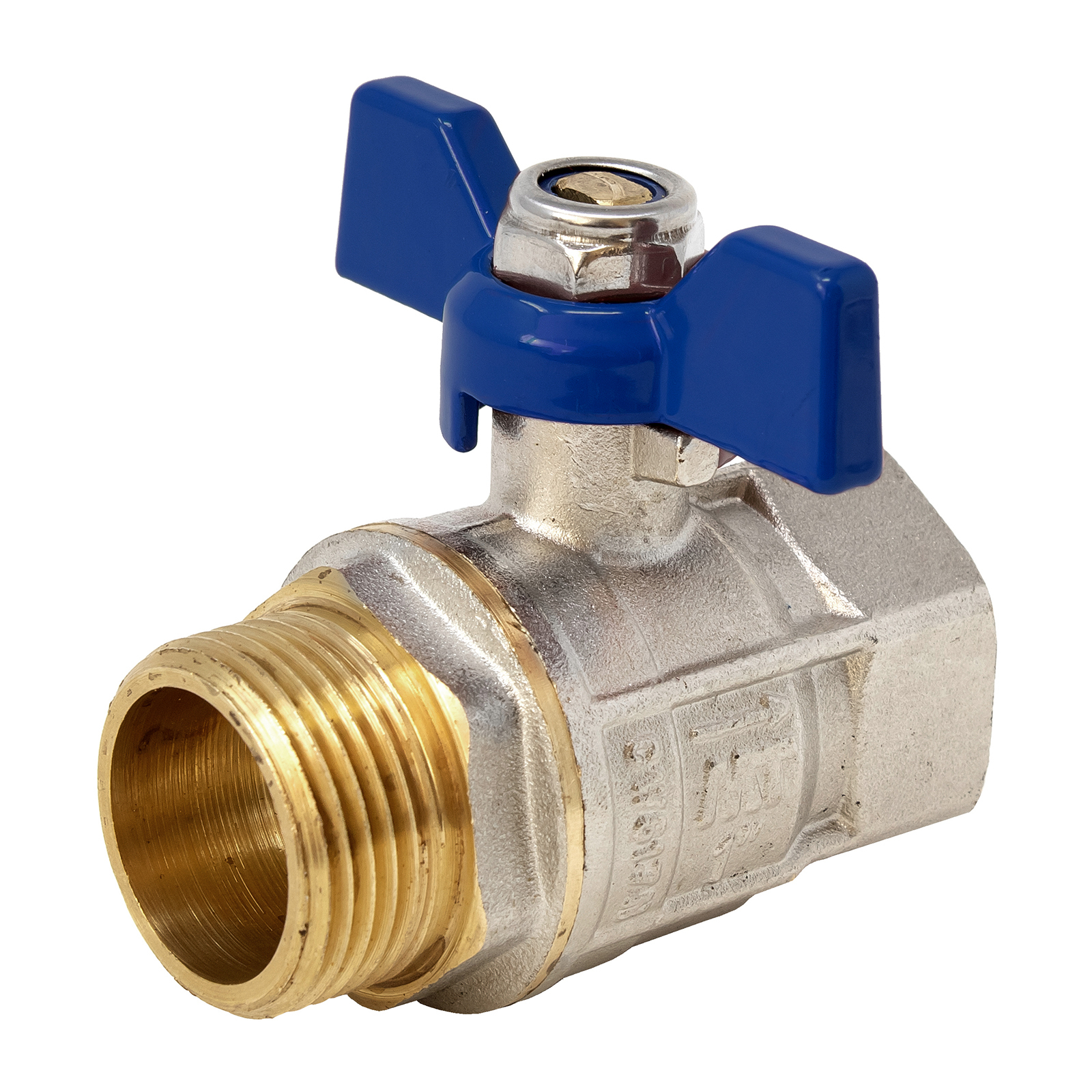M-F Brass Ball Valve PN-30 Full Bore with Blue Butterfly Han