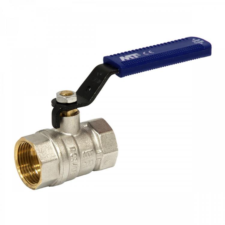 F-F Brass Ball Valve PN-25 Blue Ergonomic Carbon Steel Handl