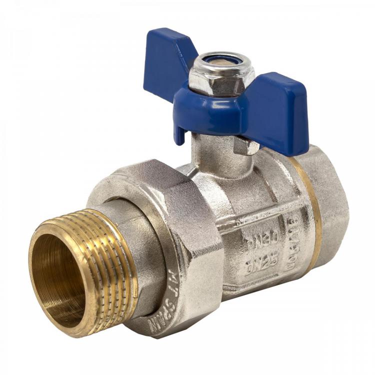 Ball Valve with 2 Pieces PN30 M-F Blue Butterfly Handle 3/4"