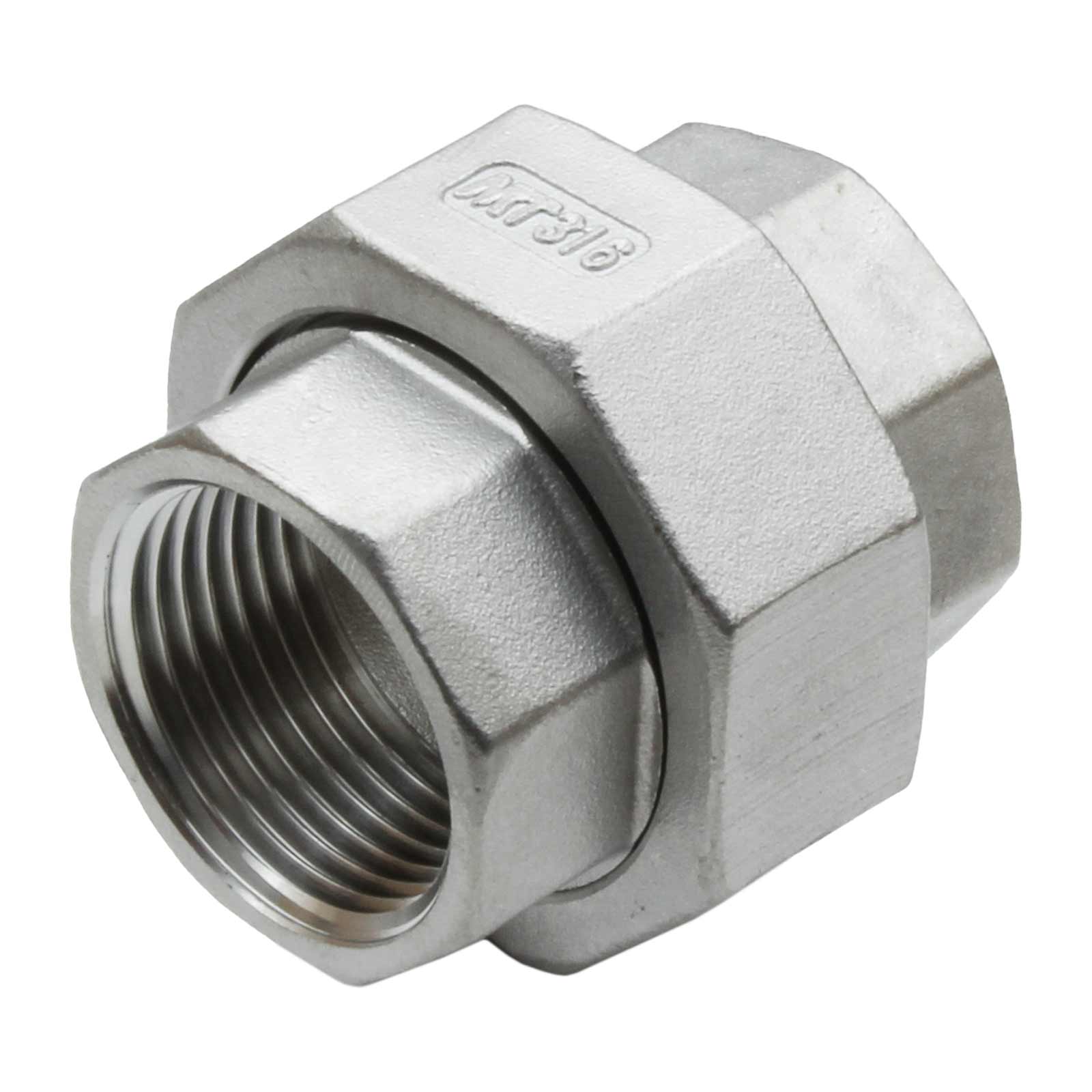 Three-Piece Union PTFE Flat Seal Stainless Steel