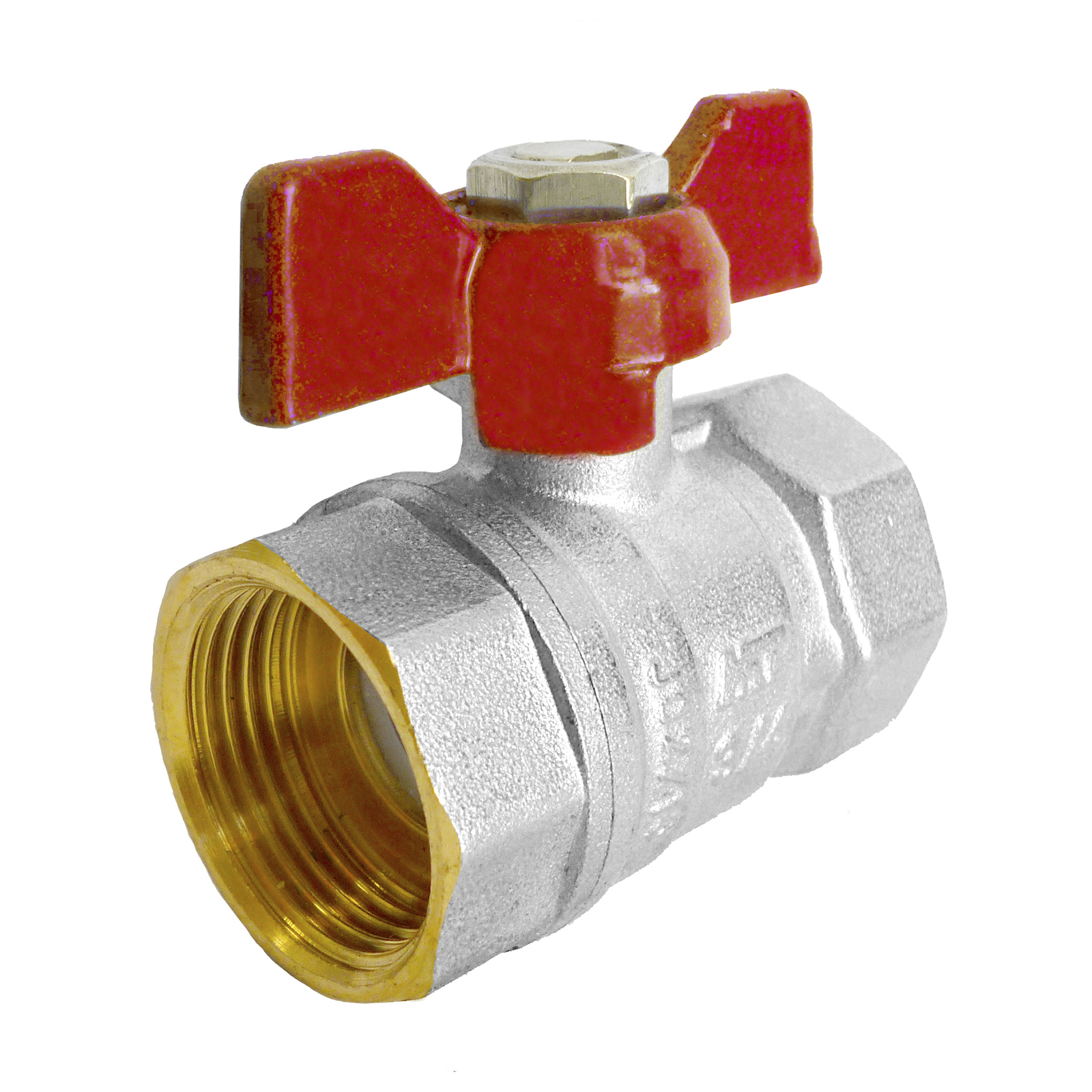 F-F Ball Valve PN-25 with Red Butterfly Handle 1/2"