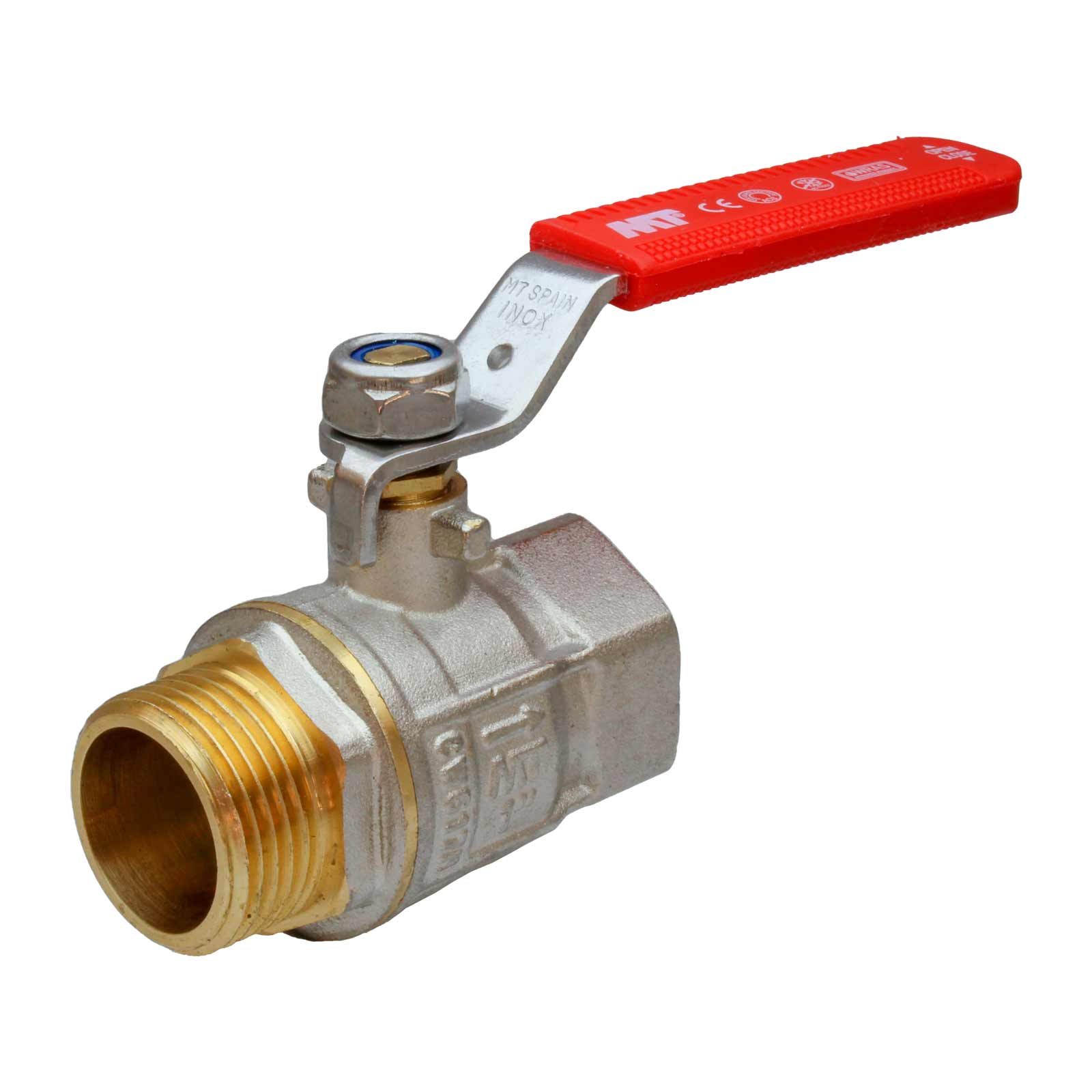 M-F Ball Valve PN-30 with Stainless Steel Red Handle 1/2"