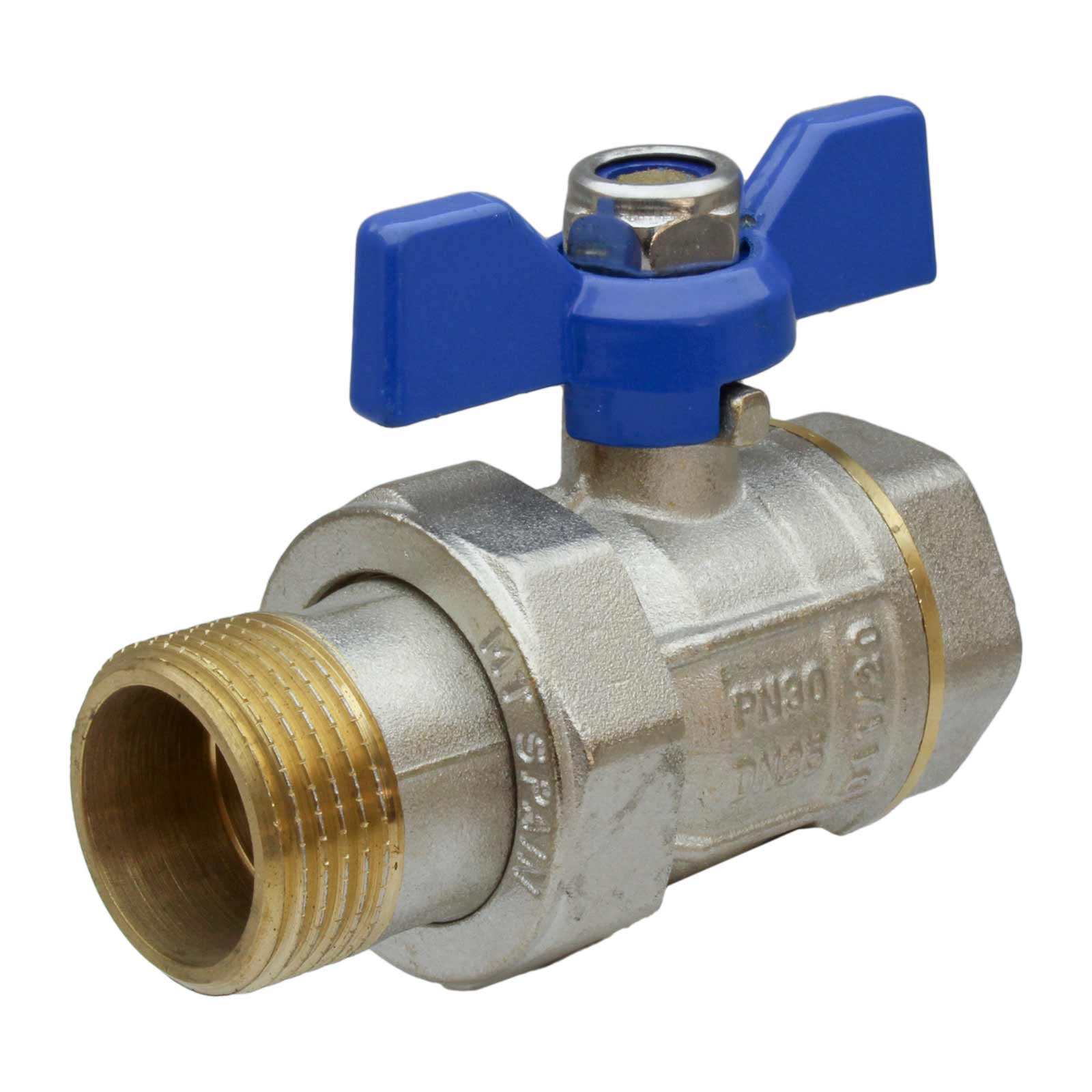 Ball Valve with 2 Pieces PN30 M-F Blue Butterfly Handle 3/4"