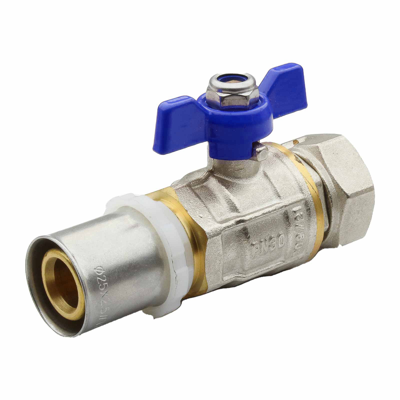 Multilayer Press Ball Valve PN30 Loose Nut With Butterfly Ha