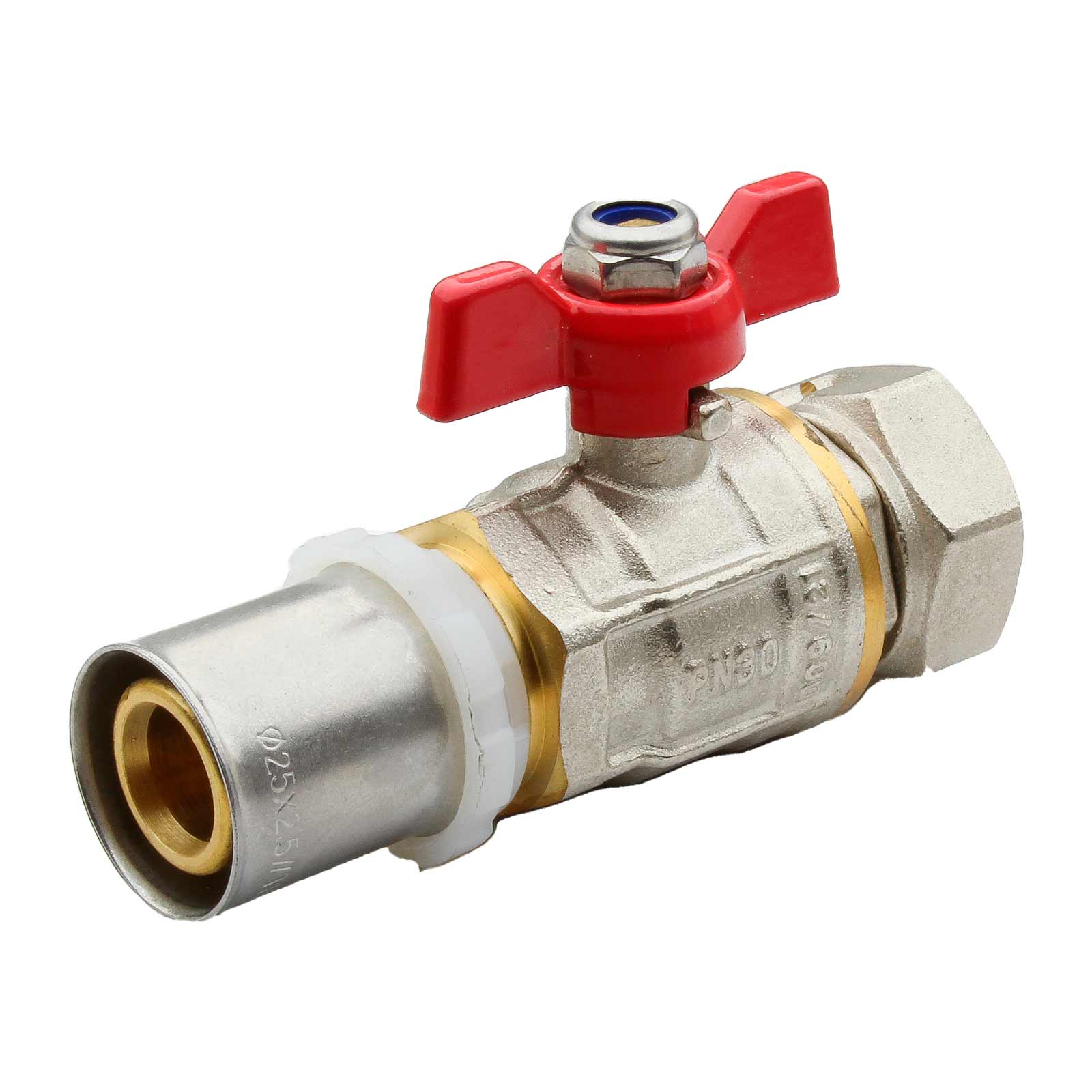 Multilayer Press Ball Valve PN30 Loose Nut With Butterfly Ha