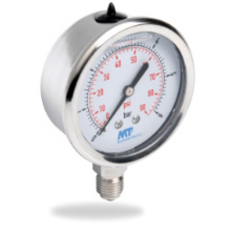 Glycerine Filled Pressure Gauge DN63 Stainless Steel Bottom 
