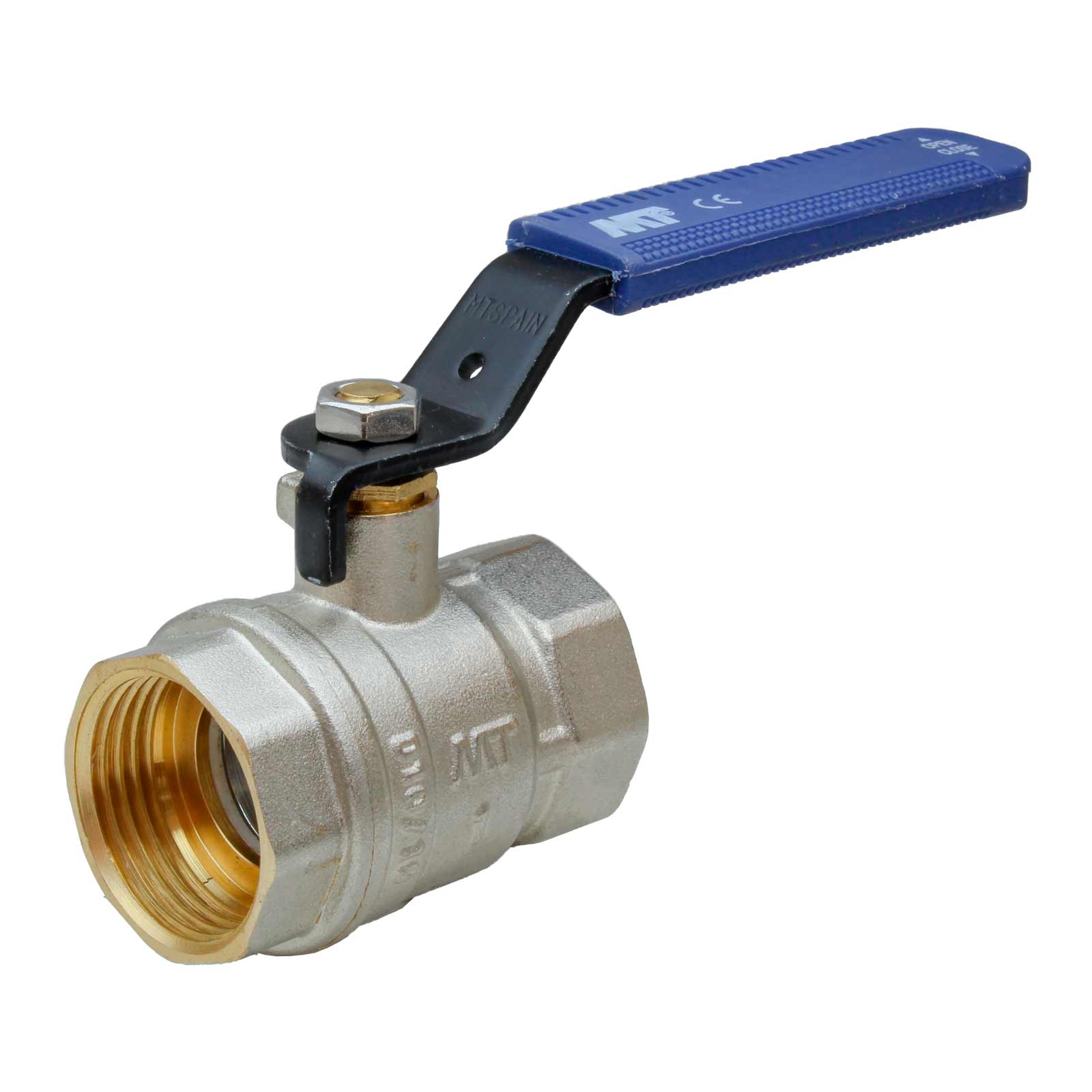 MT Brass Ball Valve PN-25 F-F Blue Handle