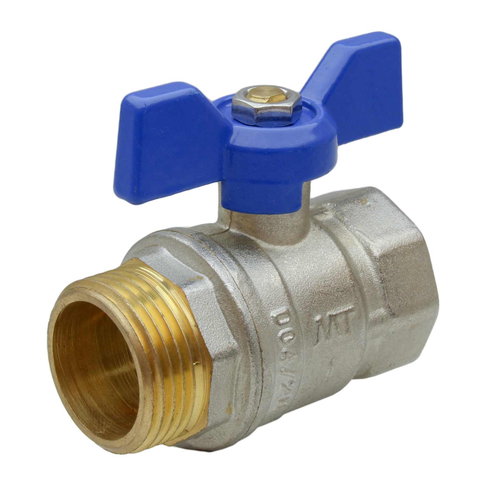 M-F Ball Valve PN-25 with Blue Butterfly Handle 3/4"