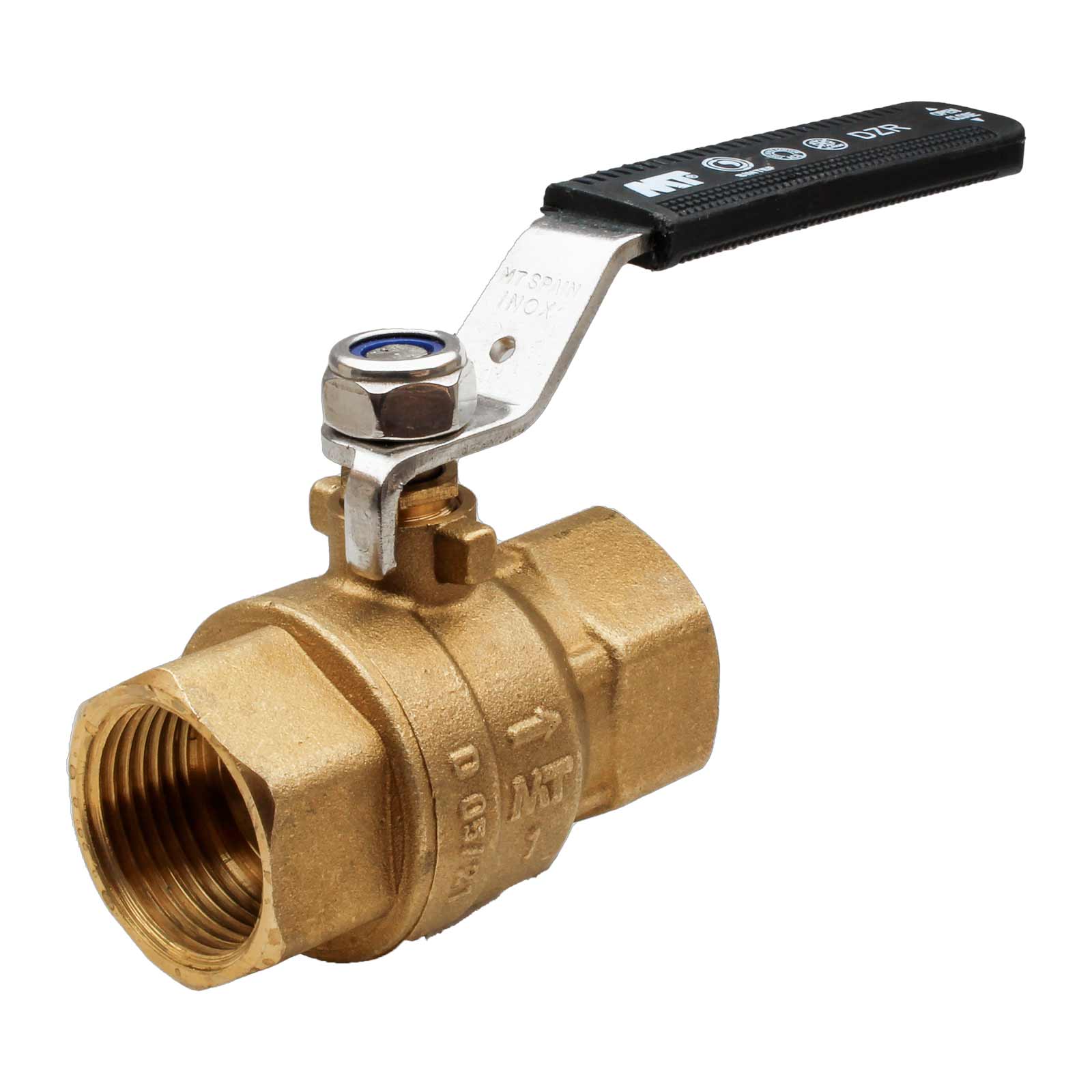F-F DZR Brass Ball Valve PN40 With Black Ergonomic Stainless