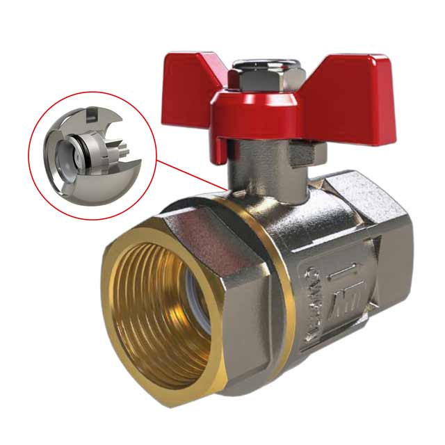 Check Ball Valve PN16 F-F Red Butterfly Handle 1/2"