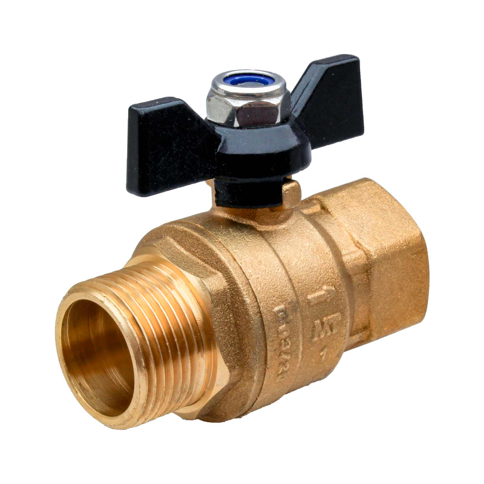 M-F DZR Brass Ball Valve PN40 With Black Butterfly Handle