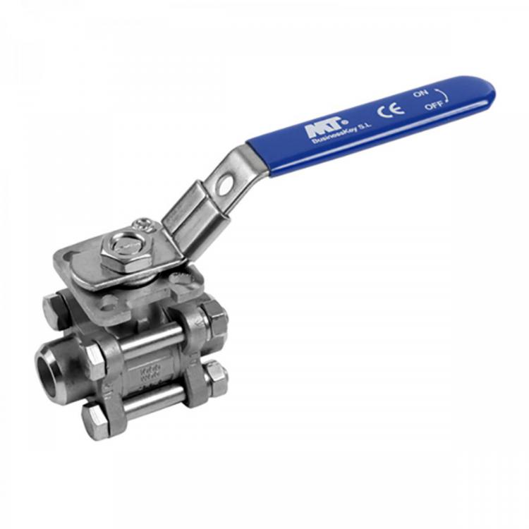 Three-Piece Stainless Steel Ball Valve Butt Weld Mounting Pa